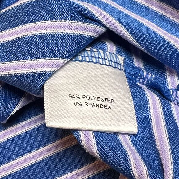 Peter Millar Polo Shirt Mens L Summer Comfort Blue Striped Short Sleeve Stretch - Picture 4 of 6